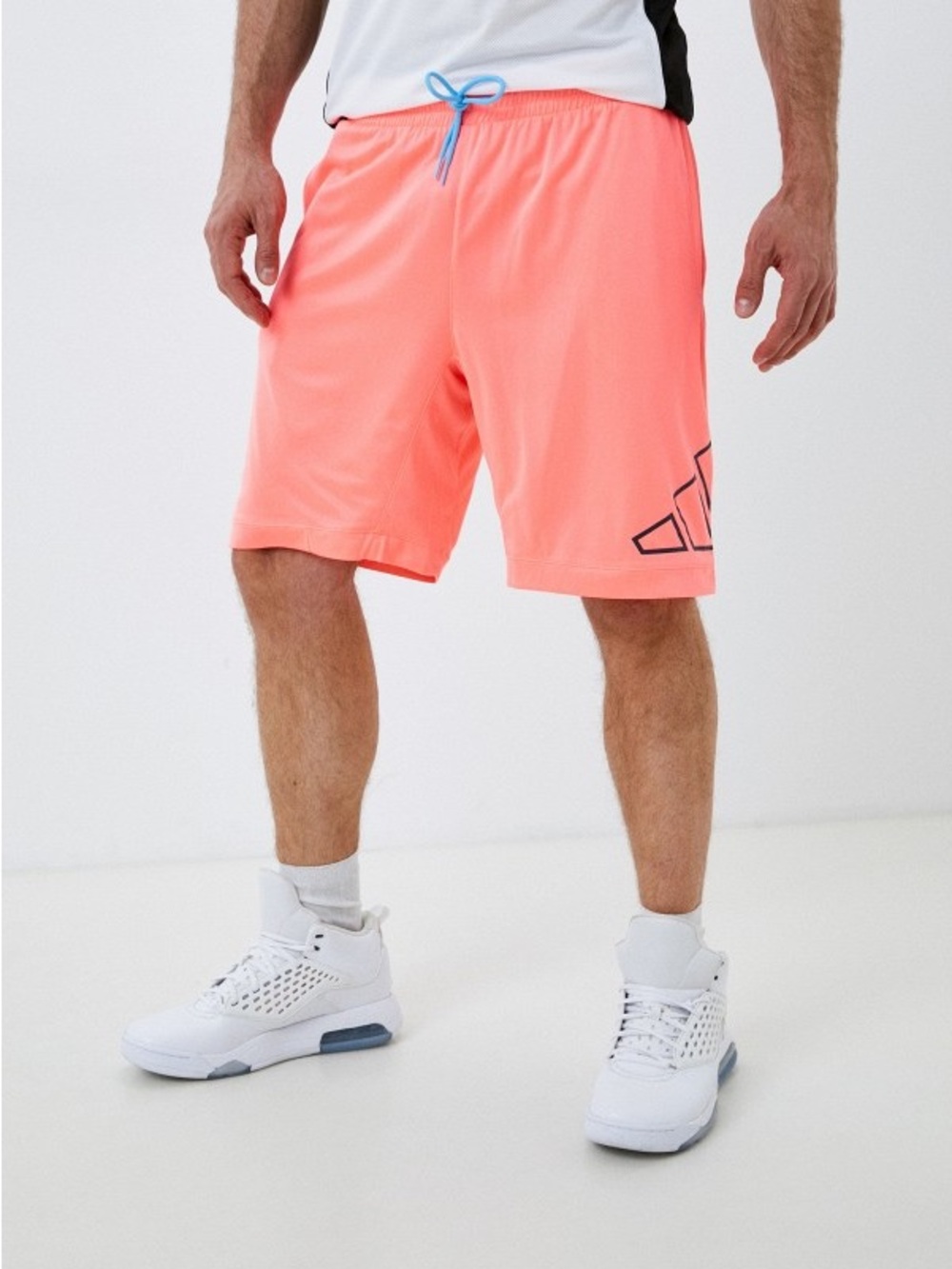 adidas Coral Athletic Shorts with Blue Drawcord